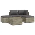 Salon de jardin 5 pcs avec coussins Gris Résine tressée