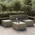 Salon de jardin 5 pcs avec coussins Gris Résine tressée