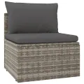 Salon de jardin 5 pcs avec coussins Gris Résine tressée