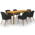 Ensemble à manger de jardin 7 pcs Noir