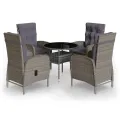 Ensemble de bistro de jardin 5 pcs Résine tressée Gris