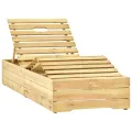 Chaise longue de jardin avec table et coussin Pin imprégné