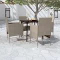Ensemble à manger de jardin coussins 5 pcs Beige/noir