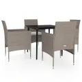 Ensemble à manger de jardin coussins 5 pcs Beige/noir
