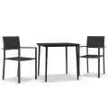Ensemble à manger de jardin 3 pcs Noir