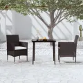 Ensemble à manger de jardin avec coussins 3 pcs noir