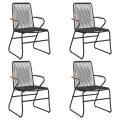 Ensemble à manger de jardin 5 pcs Noir Rotin PVC