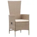 Ensemble à manger de jardin avec coussins 3 pcs Beige