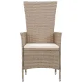 Ensemble à manger de jardin avec coussins 3 pcs Beige