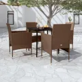 Ensemble à manger de jardin coussins 5 pcs Marron/noir