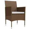 Ensemble à manger de jardin coussins 5 pcs Marron/noir