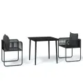 Ensemble à manger de jardin 3 pcs Noir