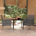 Ensemble à manger de jardin et coussins 3 pcs Gris et noir