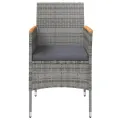 Ensemble à manger de jardin et coussins 3 pcs Gris et noir