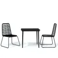 Ensemble à manger de jardin 3 pcs Noir