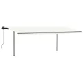 Auvent manuel rétractable avec poteaux 3,5x2,5 m Crème