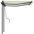 Auvent manuel rétractable avec poteaux 3,5x2,5 m Crème