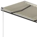 Auvent manuel rétractable avec poteaux 3,5x2,5 m Crème
