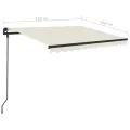 Auvent manuel rétractable avec poteaux 3,5x2,5 m Crème