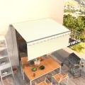 Auvent rétractable manuel avec store 3,5x2,5 m Crème