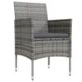 Ensemble à manger de jardin et coussins 3 pcs Gris et noir