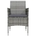 Ensemble à manger de jardin et coussins 3 pcs Gris et noir