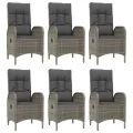 Ensemble à manger jardin et coussins 7 pcs Noir et gris Rotin