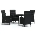 Ensemble à manger de jardin avec coussins 5 pcs Noir