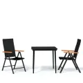 Ensemble à manger de jardin 3 pcs Noir