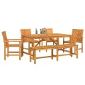 Ensemble de repas de jardin 5 pièces en bois d'acacia