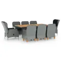 Ensemble à manger 9 pcs avec coussins résine tressée gris clair