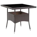 Ensemble à manger de jardin 3pcs Marron Résine tressée et verre