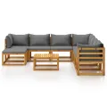 Salon de jardin 9 pcs avec coussin Bois d'acacia solide