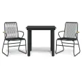 Ensemble à manger de jardin 3 pcs noir rotin PVC