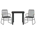 Ensemble à manger de jardin 3 pcs noir rotin PVC