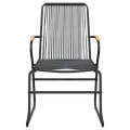 Ensemble à manger de jardin 3 pcs noir rotin PVC