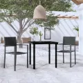 Ensemble à manger de jardin 3 pcs Noir
