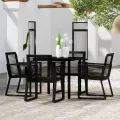 Ensemble à manger de jardin 5 pcs Noir