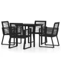 Ensemble à manger de jardin 5 pcs Noir