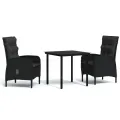 Ensemble à manger de jardin avec coussins 3 pcs noir