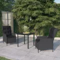 Ensemble à manger de jardin 3 pcs Gris foncé