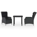 Ensemble à manger de jardin 3 pcs Gris foncé