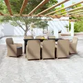 Ensemble à manger de jardin avec coussins 9 pcs marron