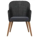 Ensemble à manger de jardin avec coussins 5 pcs Noir