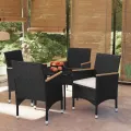 Ensemble à manger de jardin avec coussins 5 pcs Noir