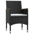 Ensemble à manger de jardin avec coussins 5 pcs Noir