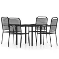 Ensemble à manger de jardin 5 pcs Noir