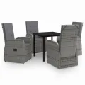 Ensemble à manger de jardin avec coussins 5 pcs Gris
