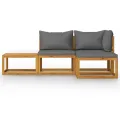Salon de jardin 4 pcs avec coussin Bois d'acacia solide