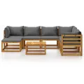 Salon de jardin 8 pcs avec coussin Bois d'acacia solide